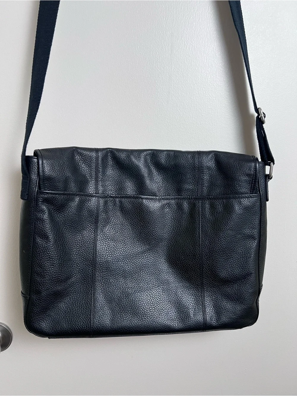 Cole Haan Black Genuine Leather Messenger Laptop Briefcase Crossbody Work Bag